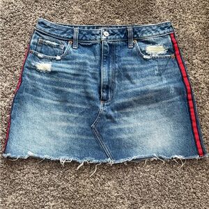 Abercrombie & Fitch Blue Denim Skirt with Red Accent